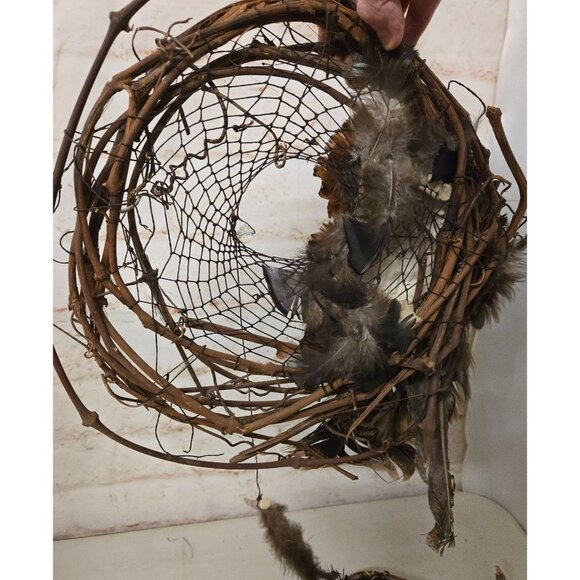 Feather Vine Wall Art Man & Woman Faces Dreamcatcher Design Native American - Picture 5 of 6